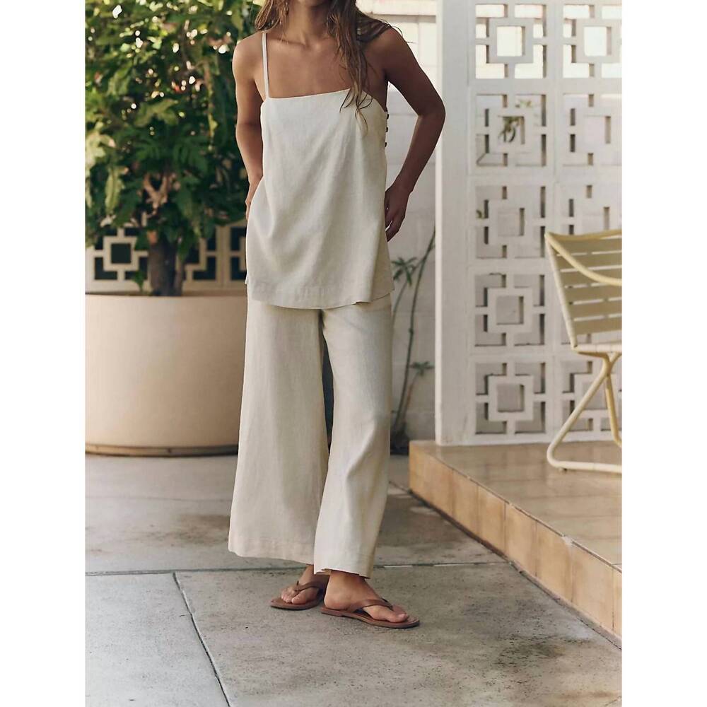 NWT Free People Cream Linen Wide-Leg Pant & Cami Set